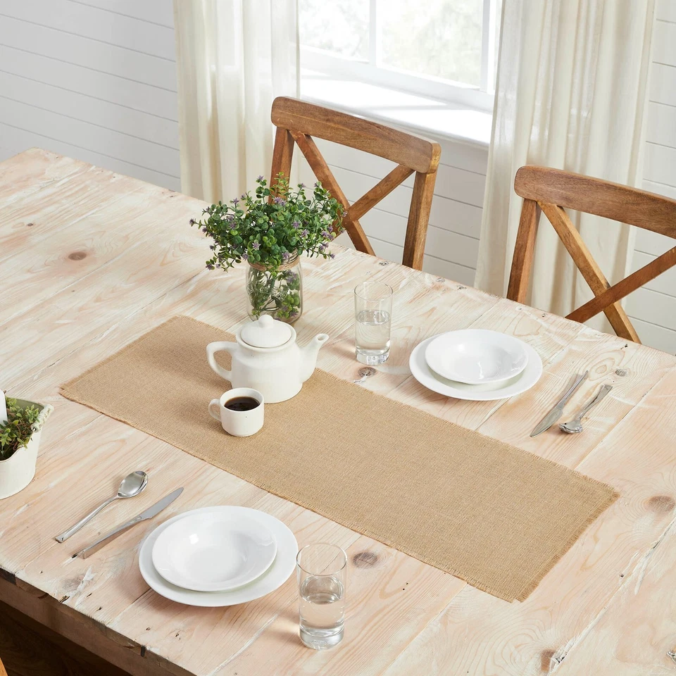 Corredor de mesa Greetings yute arpillera bronceado 100 % algodón rústico primitivo natural en muy buen estado Foto 1 de 1