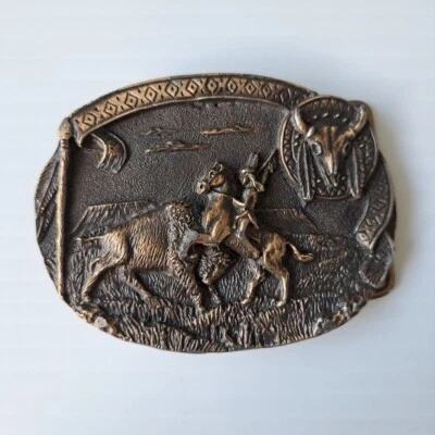 Hebilla de cinturón de colección 1991 calavera de búfalo caza nativo americano Colorado suroeste Foto 1 de 4