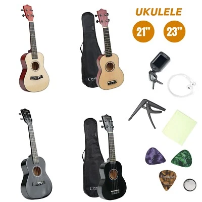 21"/23" Soprano Beginners Ukulele Guitar with Gig Bag, Felt Pick & Spare Strings - Image 1 of 3