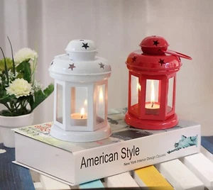 Set di 2 lanterne decorative in ferro da appendere portacandele - articoli re... - Foto 1 di 12