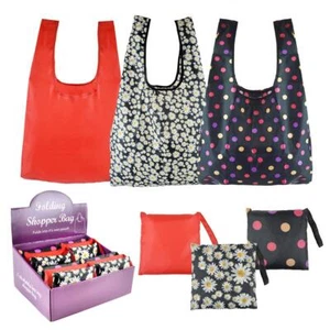 Foldable Plastic Shopping Tote Bags Washable Reusable Pack Of 3 Water Resistant - Picture 1 of 8