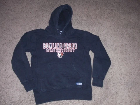 BOWLING GREEN Black reverse weave thick Hoodie Sweatshirt Women's Small Russell Cover