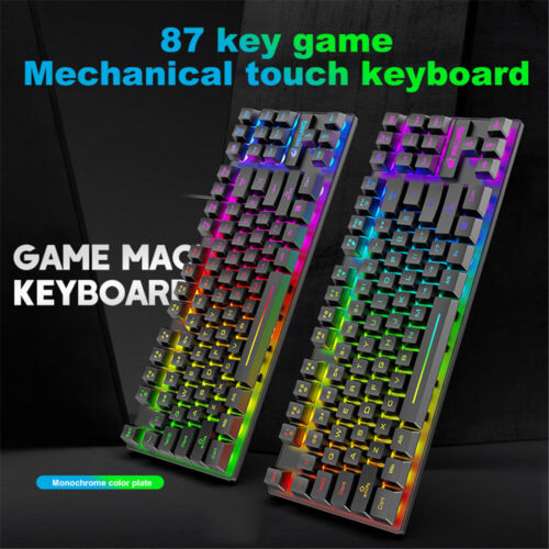 K16 87-Key Gaming Keyboard RGB Gamer Mechanical Wired Keyboard Backlit PC Laptop