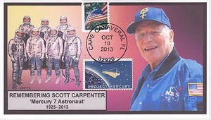 JVC CACHETS - 2013 REMEMBERING SCOTT CARPENTER ASTRONAUT PROJECT MERCURY SPACE 3 - Picture 1 of 1
