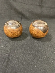 Pair Of Antique Lignum Vitae Wood Lawn Bowling Balls 5” Diameter - Picture 1 of 4