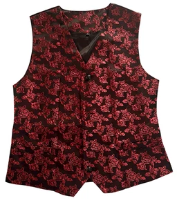 Abito vestito smoking ROSE NERE ROSSE TAGLIA S gilet formale ballo matrimonio - Foto 1 di 16