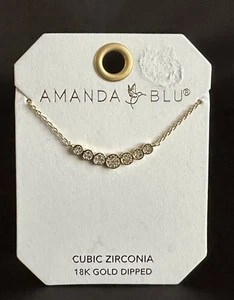 Amanda Blu Cubic Zirconia 18k Gold Dipped Curve 16” Necklace With 2” Extender - Picture 1 of 3