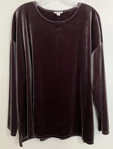J Jill Brown Velvet Long Sleeve Top Blouse Classic Office Holidays Luxury 2X Fal - Picture 1 of 5