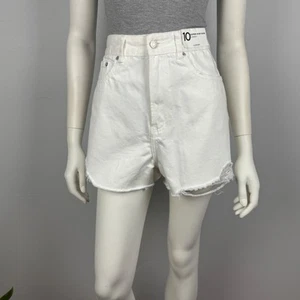 Glassons Size 10 Denim Shorts White Super High Rise Cheeky Distressed Women NEW - Imagen 1 de 13