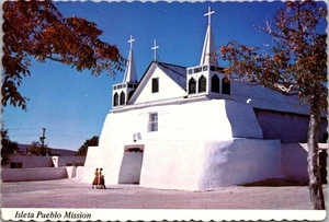 IGLESIA MISIÓN ISLETA Isleta Pueblo, Nuevo México Casi Nuevo 4x6 Postal - Imagen 1 de 2