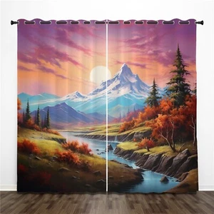 Mountain Blackout Curtains 2 Panels-36Wx63L Each, Mountain Pine Forest Gromme... - Picture 1 of 4