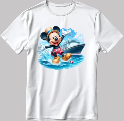 Disney Mickey Mouse kurzärmliges weiß-schwarzes Herren-/Damen-T-Shirt F560 - Bild 1 von 4