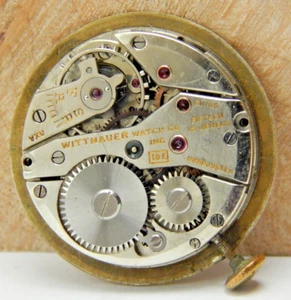 Vintage Wittnauer 15 jewel 10E men's wrist watch movement with single sunk dial - Picture 1 of 4