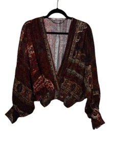Blusa de mujer ZARA cachemira boho globo manga larga, talla pequeña EE. UU., usada. - Imagen 1 de 8