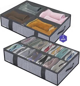 under Bed Shoe Storage Organizers for Kids and Adults Fit 14 Pairs of Shoes & 4 - Picture 1 of 12