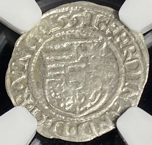 Hungary 1551 KB Madonna & Child, Holy Roman King Ferdinand I Denar Coin, NGC AU - Picture 1 of 5