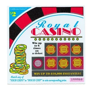 Biglietto gratta e vinci lotteria California 1993 scaduto come nuovo non graffiato Royal Casino - Foto 1 di 2