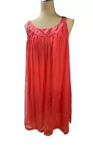 Vintage Gossard Artemis Pink Nightgown Medium 1960s Chiffon Layer Lace Appliqué - Picture 1 of 10