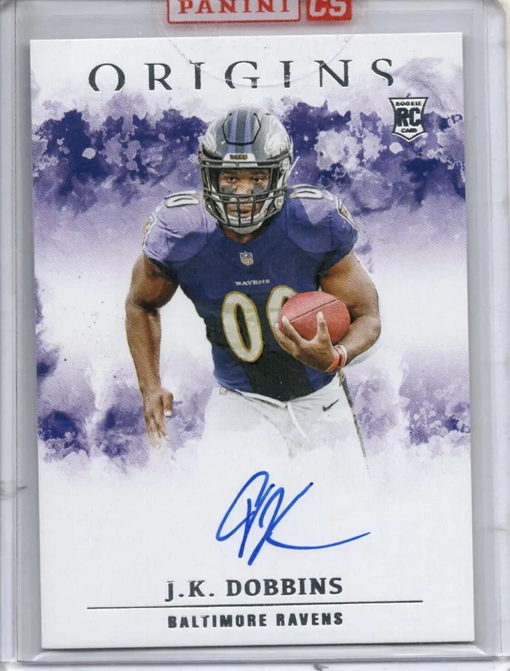 J.K. DOBBINS AUTO RC 2020 PANINI ORIGINS ON CARD AUTOGRAPH ROOKIE SP RAVENS Mint - Image 1 of 2