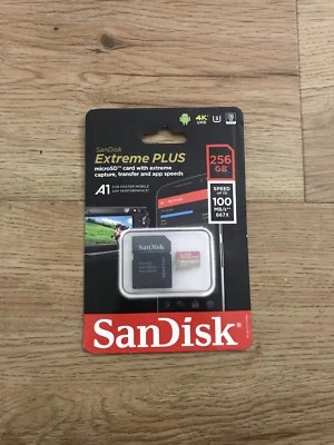 SanDisk Extreme 256gb micro SDXC SD Adapter For Android Windows GENUINE NEW - Image 1 of 2