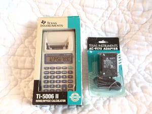 TEXAS INSTRUMENTS TI-5006 II HOME OFFICE CALCULATOR + AC-9175 ADAPTER LOT NEW - Picture 1 of 7