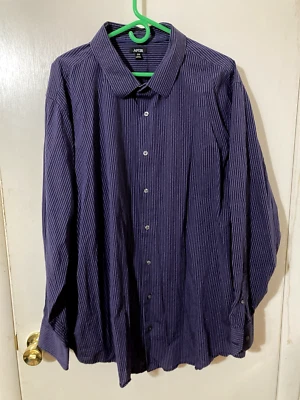 Apt.9 Adult 3XB Purple Striped Long Sleeve Button Down Dress Shirt - Image 1 of 4
