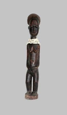 Grande statue Baoulé - 42 cm - Bois, Coquillage - Art africain - Photo 1/4