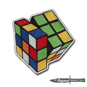 Embroidered Rubik's Cube Patch - I Love the 1980's 4 1/4" X 4 1/4" wax backing - Picture 1 of 2