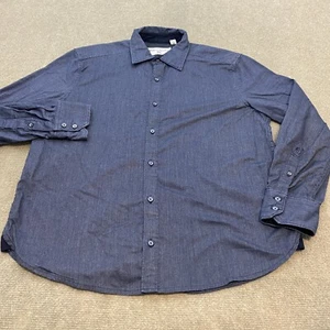 Robert Graham Shirt Mens Size Medium Flip Cuff Navy Blue Long Sleeve Logo - Picture 1 of 11