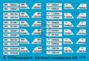 Peddinghaus 1/18 German Wehrmacht and Waffen-SS License Plates WWII No.1 1369 - Picture 1 of 1