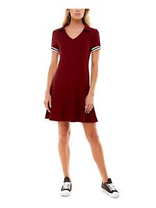 Almost Famous Womens Burgundy Fitted Unlined Pullover Dress Juniors S