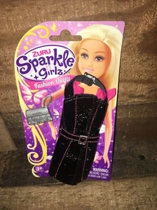 Abito alla moda Funville Sparkle Girlz ~ abito e borsa in ecopelle nera ~ nuovo con scatola - Foto 1 di 3