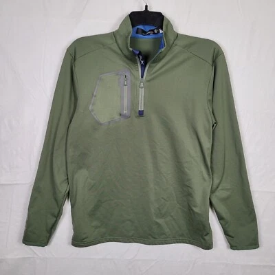 RLX Ralph Lauren Shirt Mens M Brushed Back Tech Jersey Cargo Green Golf 1/2 Zip - Image 1 of 4