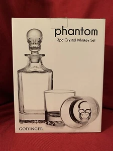 Godinger Crystal Skull Whiskey Decanter and 2 Old Fashioned Whiskey Glasses NIB - Picture 1 of 24