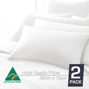 Australian Made 5 Star HOTEL Quality TWIN PACK Standard Pillows Cotton Cover - Picture 1 of 1