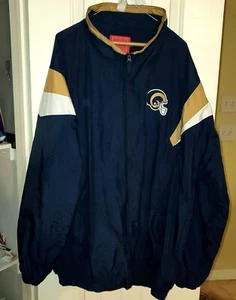 NFL St Louis Rams Jacket Men's 2XL Reebok Windbreaker Full Zip New Vintage - Picture 1 of 6