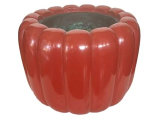 19th C Lacquer Hibachi Chrysanthemum Form Cinnabar Vase Planter Incense Antique - Picture 1 of 22