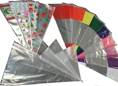 Party Cones Clear & Coloured Cello Bags For Kids Birthday Gifts Sweets Or Treats • 36.04€