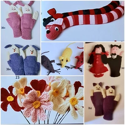Toy Flower Draft Excluder Tea Cosy Puppet Patons 2108 Knitting Crochet Pattern - image 1 of 3