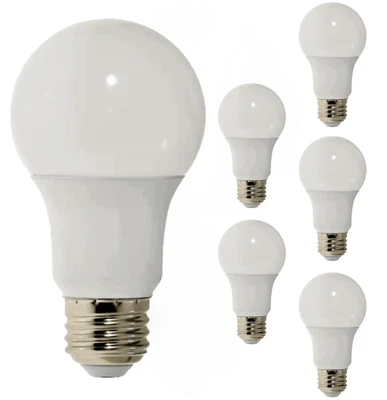 Diodesy A19 LED Light Bulb 9W 750LM E26 5000K 120V CRI80 200° IP20 White 6Pk - Image 1 of 2