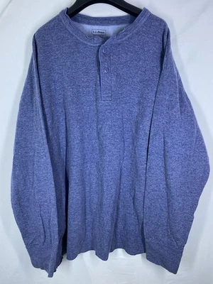 Camisa LL Bean Para Hombres 3XLT Alta Azul Mezcla de Lana Manga Larga Botón Henley Pullover Foto 1 de 4