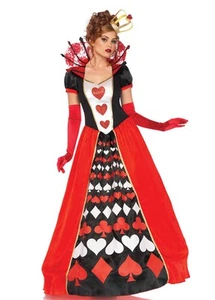 Adult Womens Leg Avenue Long Red Deluxe Queen of Hearts Fancy Dress Costume - Picture 1 of 4