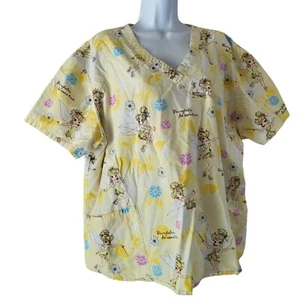 Wonderful World Of Disney Scrubs Nurse Womens 2XL Tinkerbell Yellow Medical - Picture 1 of 7
