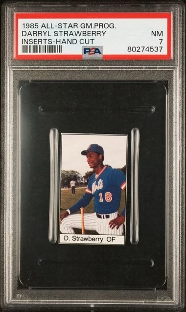 1985 All-Star Game Program Inserts Darryl Strawberry Mets graded PSA 7 NM Pop. 2 - Image 1 of 1