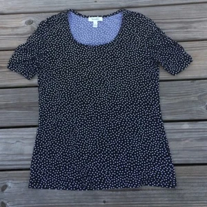 Dressbarn Women's Ruched Sleeves Blouse Polka Dot Black and White Size Small - Picture 1 of 5