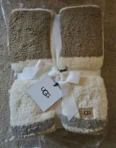 UGG Biella Faux Shearling 50x70 in Throw Blanket - Ivory Brown - Picture 1 of 3