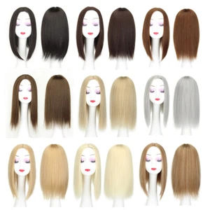 Pelo sintético mujer toupee topper cierre sin flequillos más color - Imagen 1 de 13