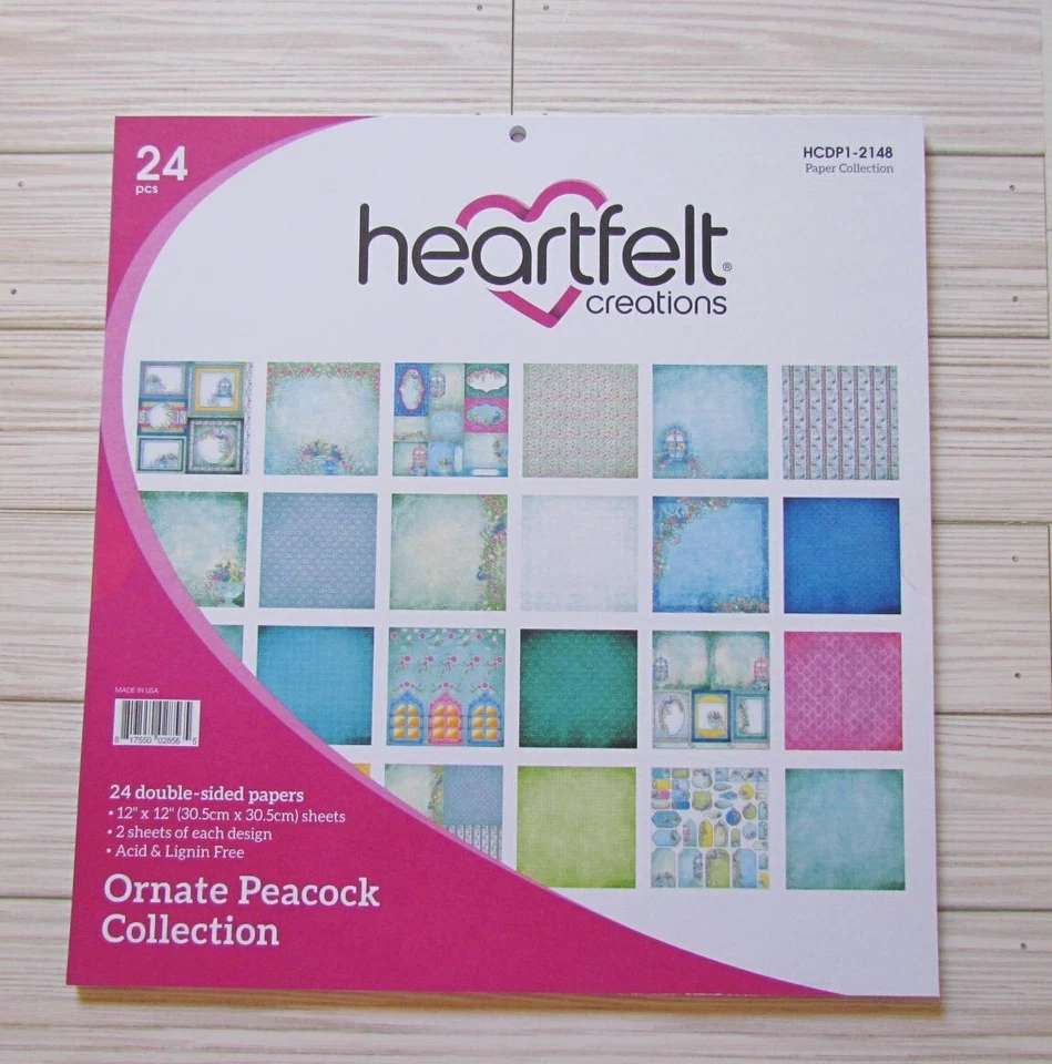 Heartfelt Creations Ornate Peacock Paper Pad 12x12 ~ 24 double sided HCDP1-2148 - Image 1 of 4