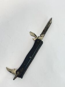 Vintage USSR folding knife multitool opener metal plastic