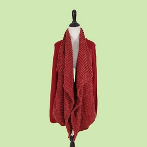 Lucky Brand Women's Draped Open-Front Cardigan Metallic Knit Sweater L Y2K - Picture 1 of 8